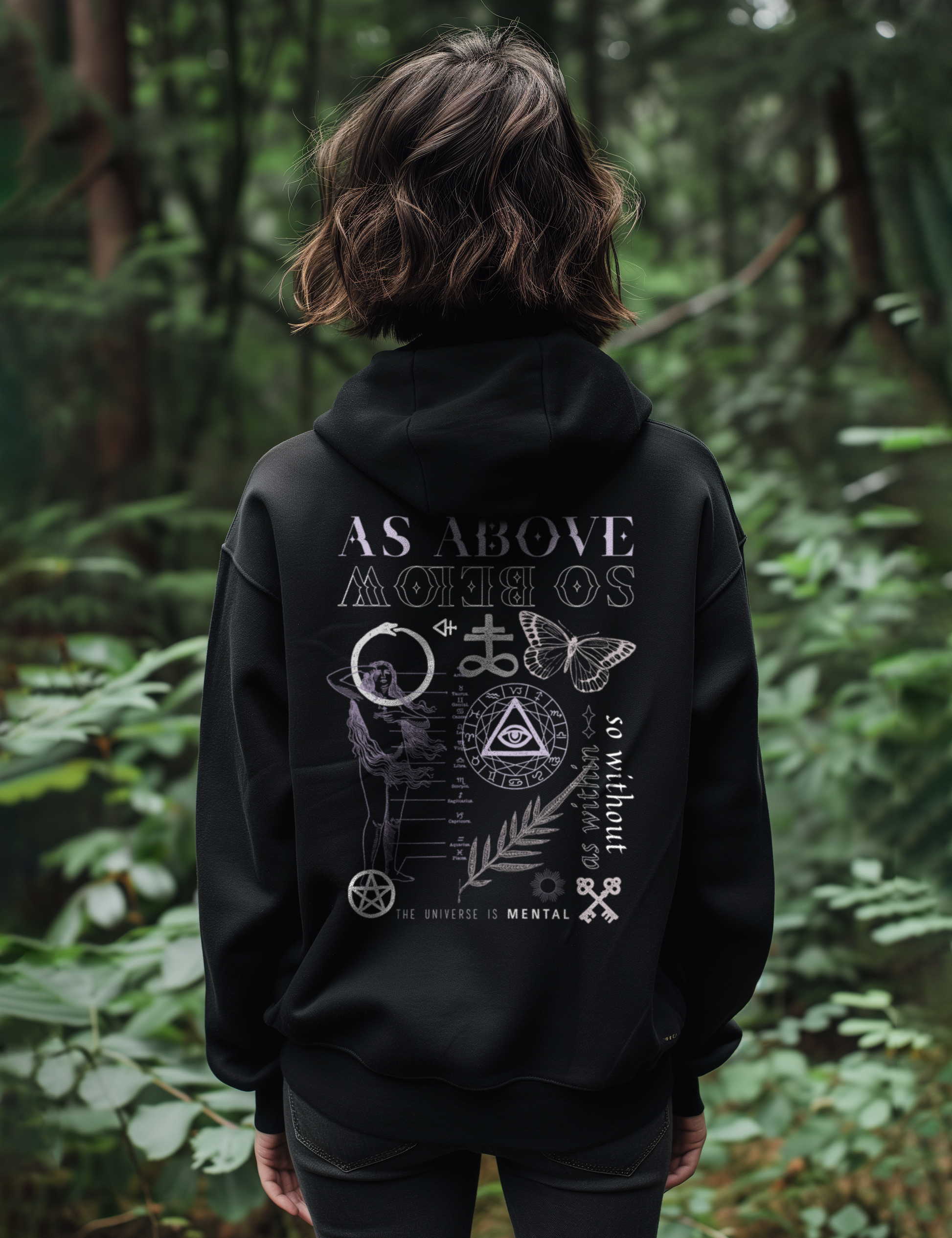 As Above So Below Occult Collage Witchy Plus Size Goth Hoodie