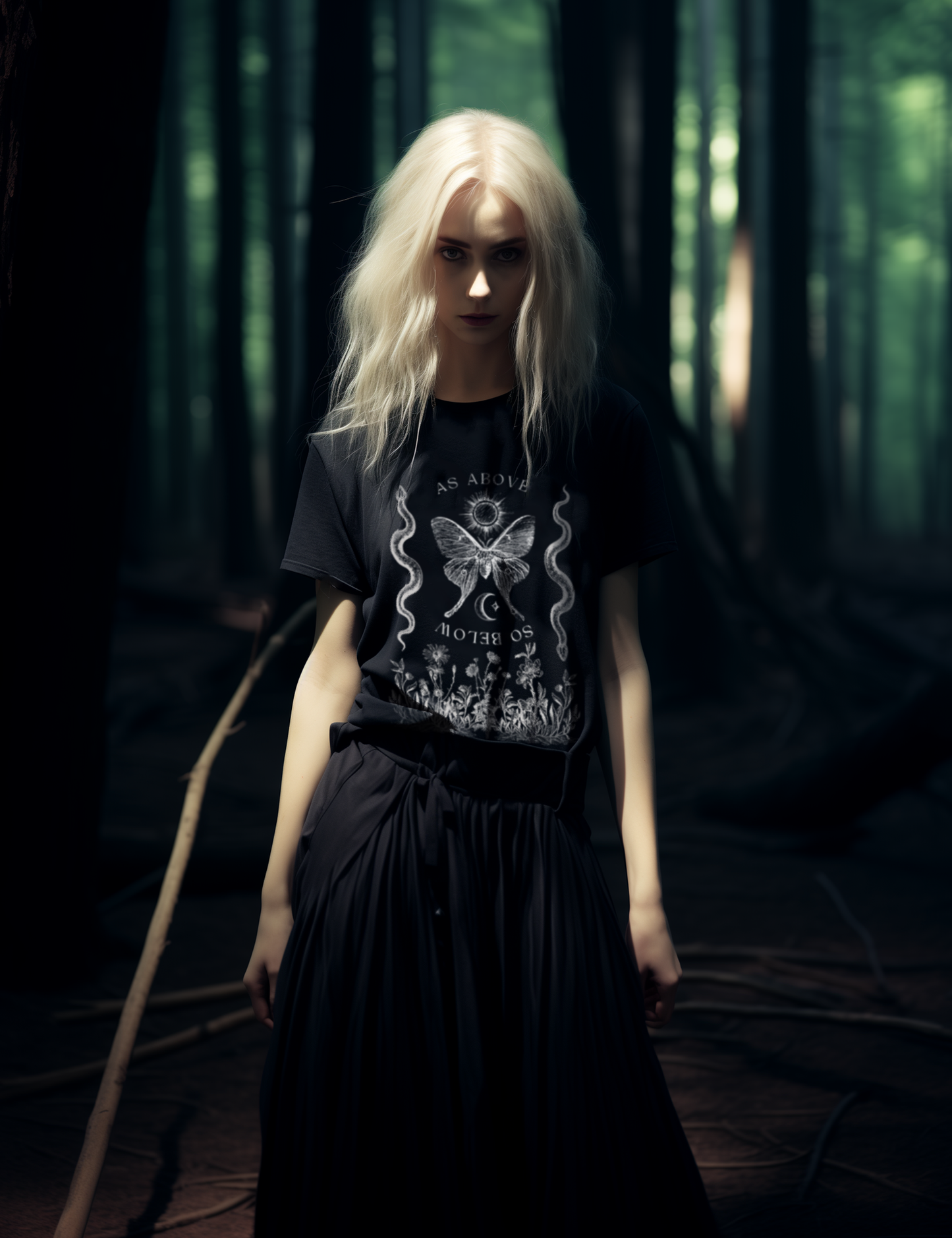 As Above So Below Esoteric Dark Cottagecore Aesthetic Clothing Luna Moth Plus Size Witchy Snake Shirt