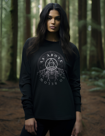 As Above So Below Occult Esoteric Plus Size Goth Long Sleeve Shirt