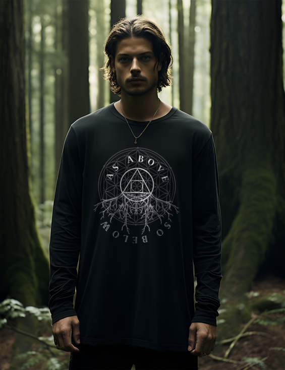 As Above So Below Occult Esoteric Plus Size Goth Long Sleeve Shirt