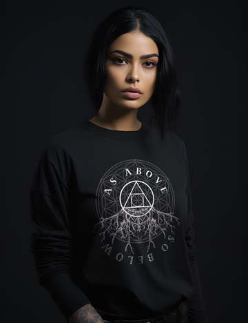 As Above So Below Occult Esoteric Plus Size Goth Long Sleeve Shirt