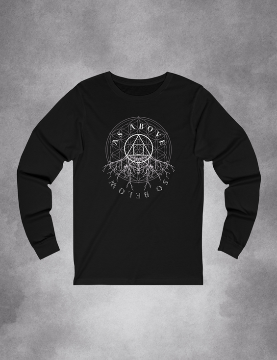 As Above So Below Occult Esoteric Plus Size Goth Long Sleeve Shirt