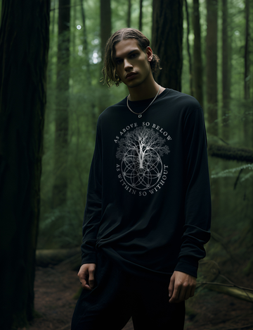 As Above So Below Occult Esoteric Tree Sacred Geometry Plus Size Goth Long Sleeve Womens Shirt