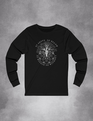 As Above So Below Occult Esoteric Tree Sacred Geometry Plus Size Goth Long Sleeve Womens Shirt