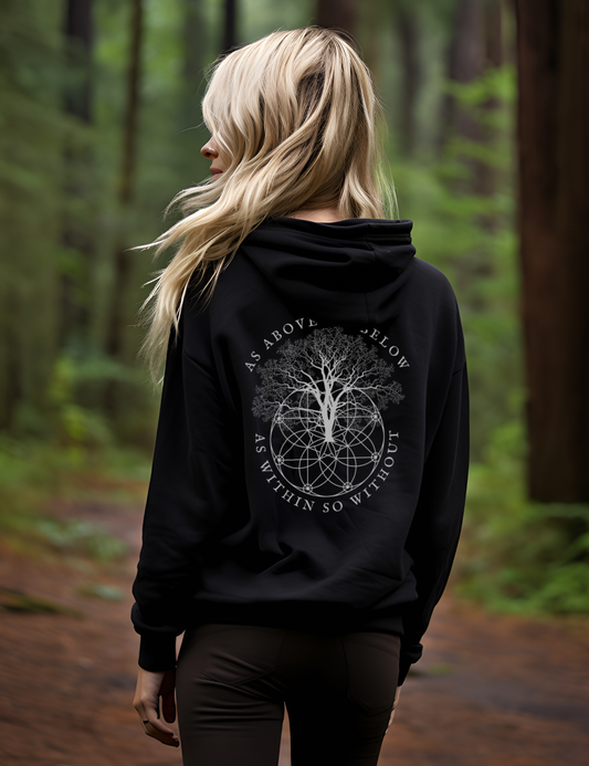As Above So Below Plus Size Occult Witchy Clothing Zip Up Hoodie