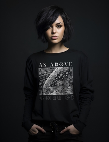 As Above So Below Occult Plus Size Goth Womens Long Sleeve Shirt