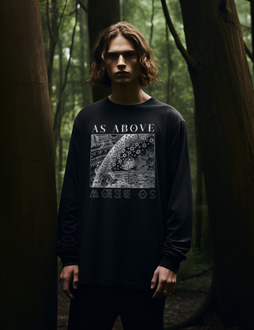 As Above So Below Occult Plus Size Goth Womens Long Sleeve Shirt