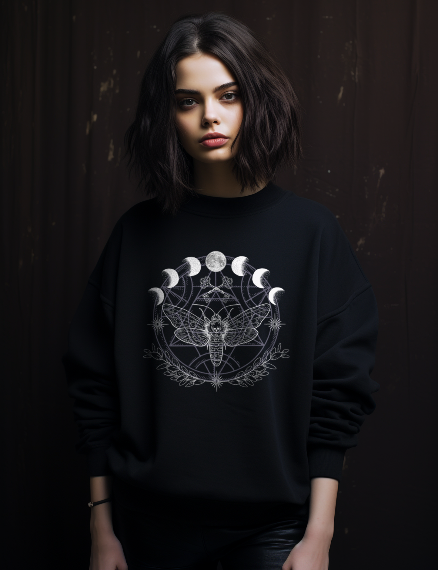 Moth Moon Phase Plus Size Witchy Aesthetic Sweatshirt