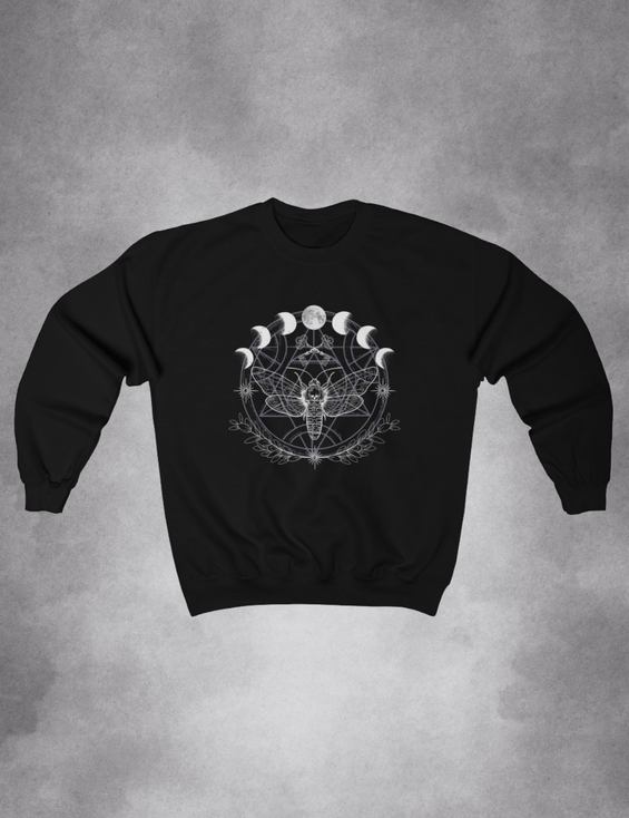 Moth Moon Phase Witchy Sweatshirt