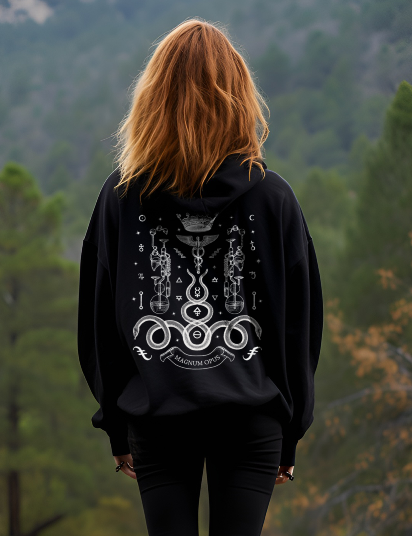 Alchemy Occult Snake Magnum Opus Plus Size Goth Witchy Esoteric Zip Up Hoodie
