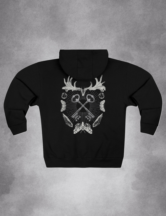 Mystical Antler Witchy Art Esoteric Occult Alchemy Zip Up Hoodie