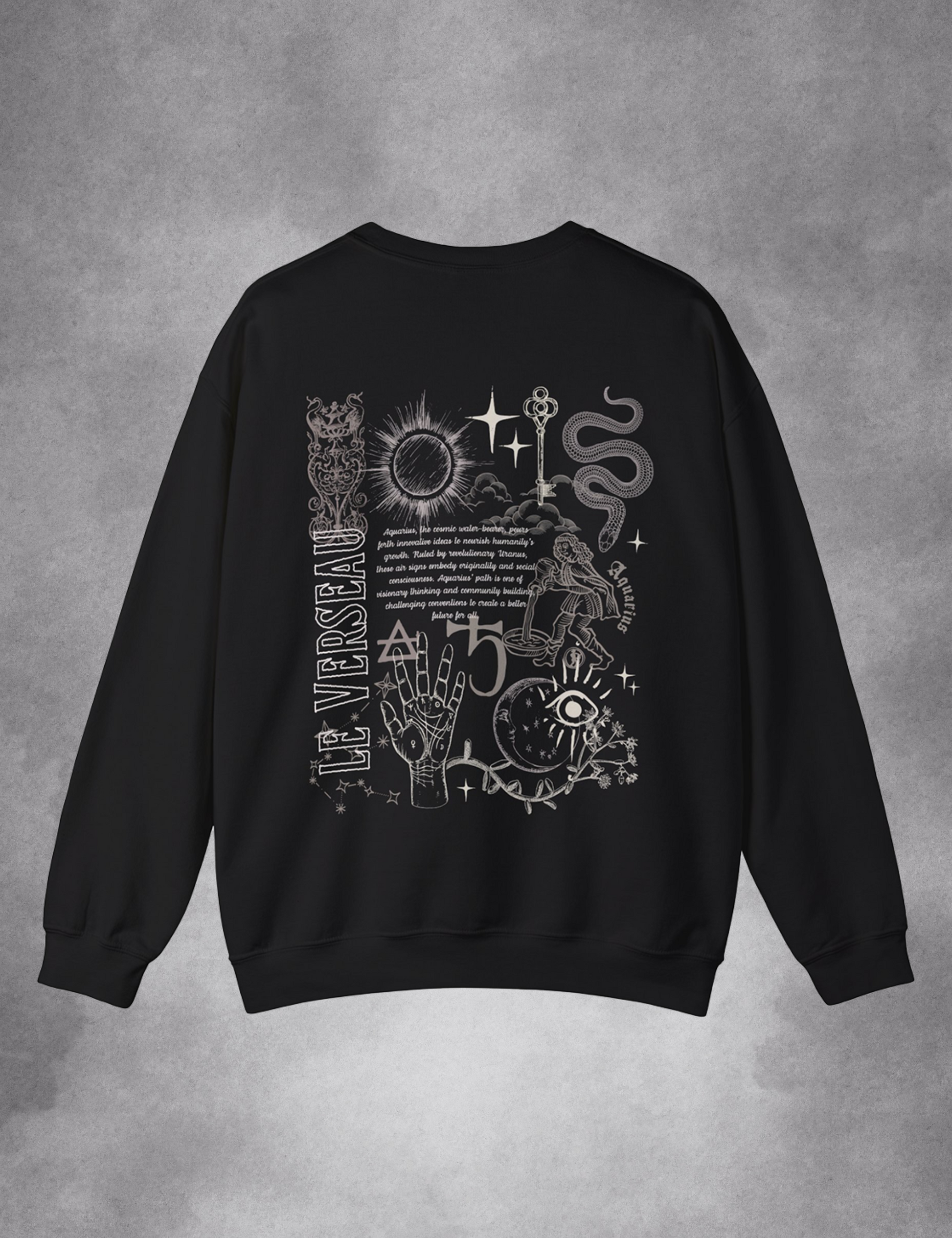 Aquarius Zodiac Sign Esoteric Astrology Occult Plus Size Goth Mystical Sweatshirt