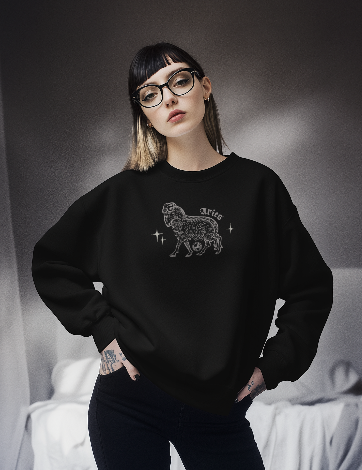 Aries Zodiac Sign Esoteric Astrology Occult Plus Size Goth Sweatshirt