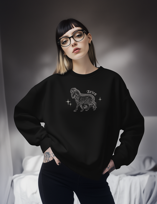 Aries Zodiac Sign Esoteric Astrology Occult Plus Size Goth Sweatshirt