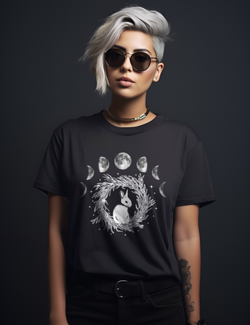 Witchy Aesthetic Cute Rabbit Moon Phase Shirt