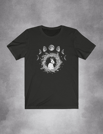 Witchy Aesthetic Cute Rabbit Moon Phase Shirt