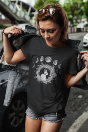Witchy Aesthetic Cute Rabbit Moon Phase Shirt