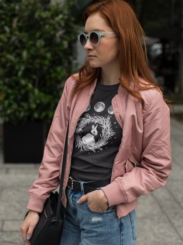 Witchy Aesthetic Cute Rabbit Moon Phase Shirt