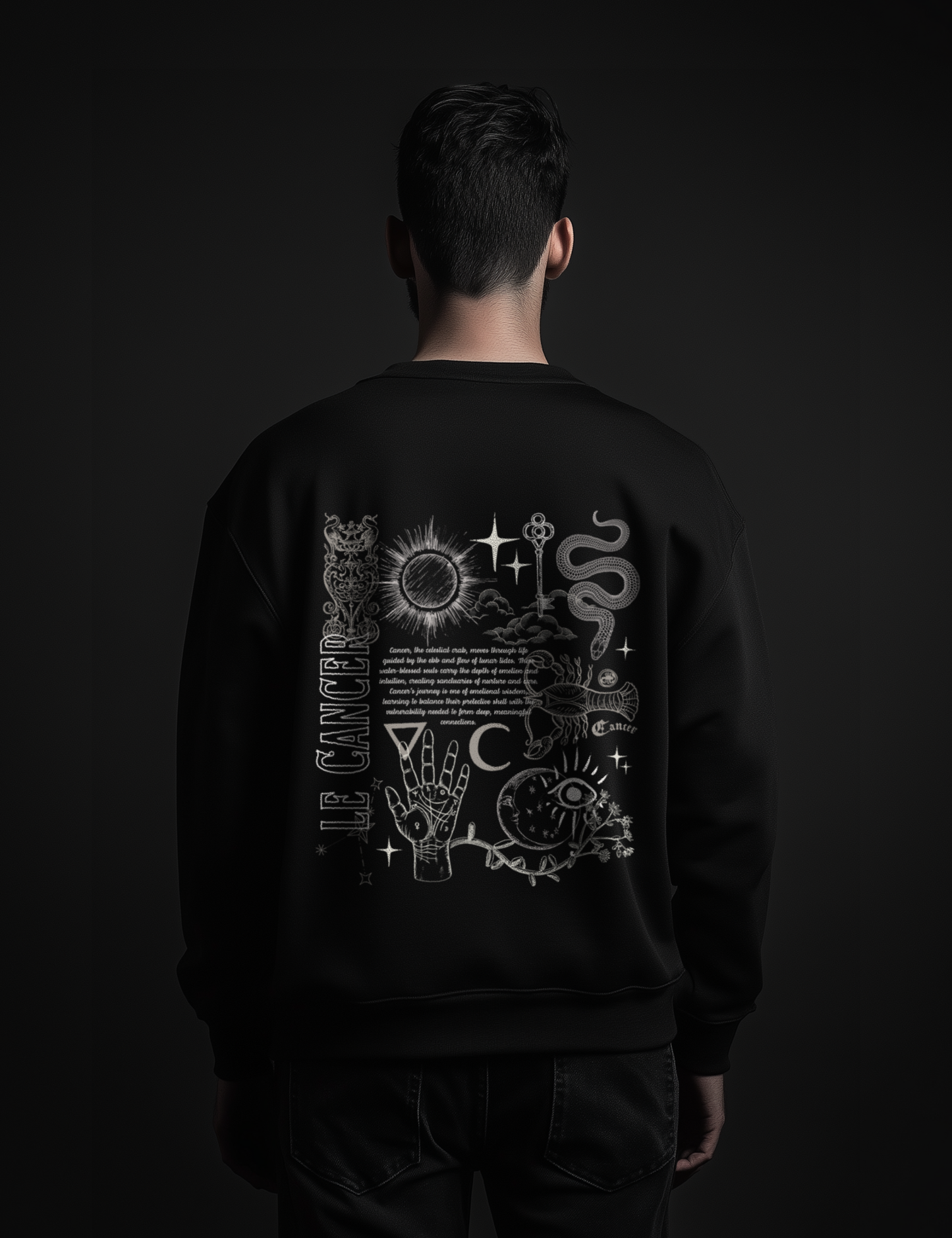 Cancer Zodiac Sign Esoteric Astrology Occult Plus Size Goth Mystical Sweatshirt