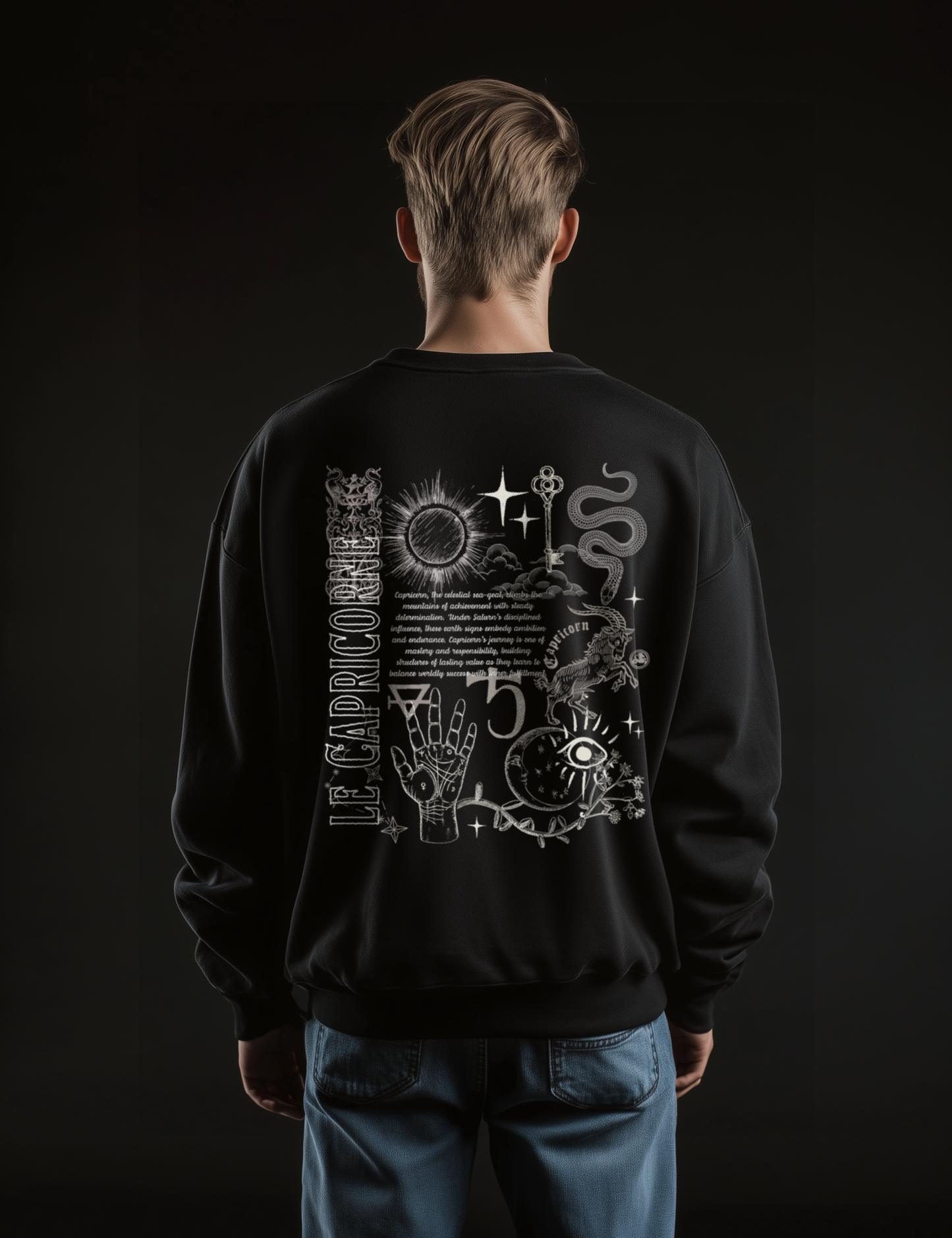 Capricorn Zodiac Sign Esoteric Astrology Occult Plus Size Goth Mystical Sweatshirt