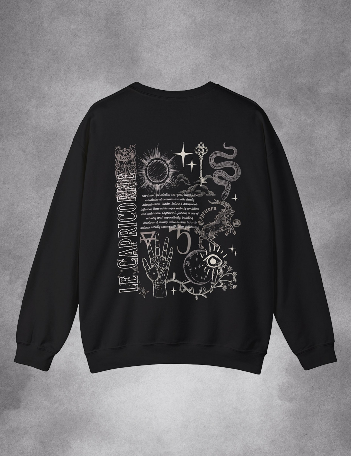 Capricorn Zodiac Sign Esoteric Astrology Occult Plus Size Goth Mystical Sweatshirt