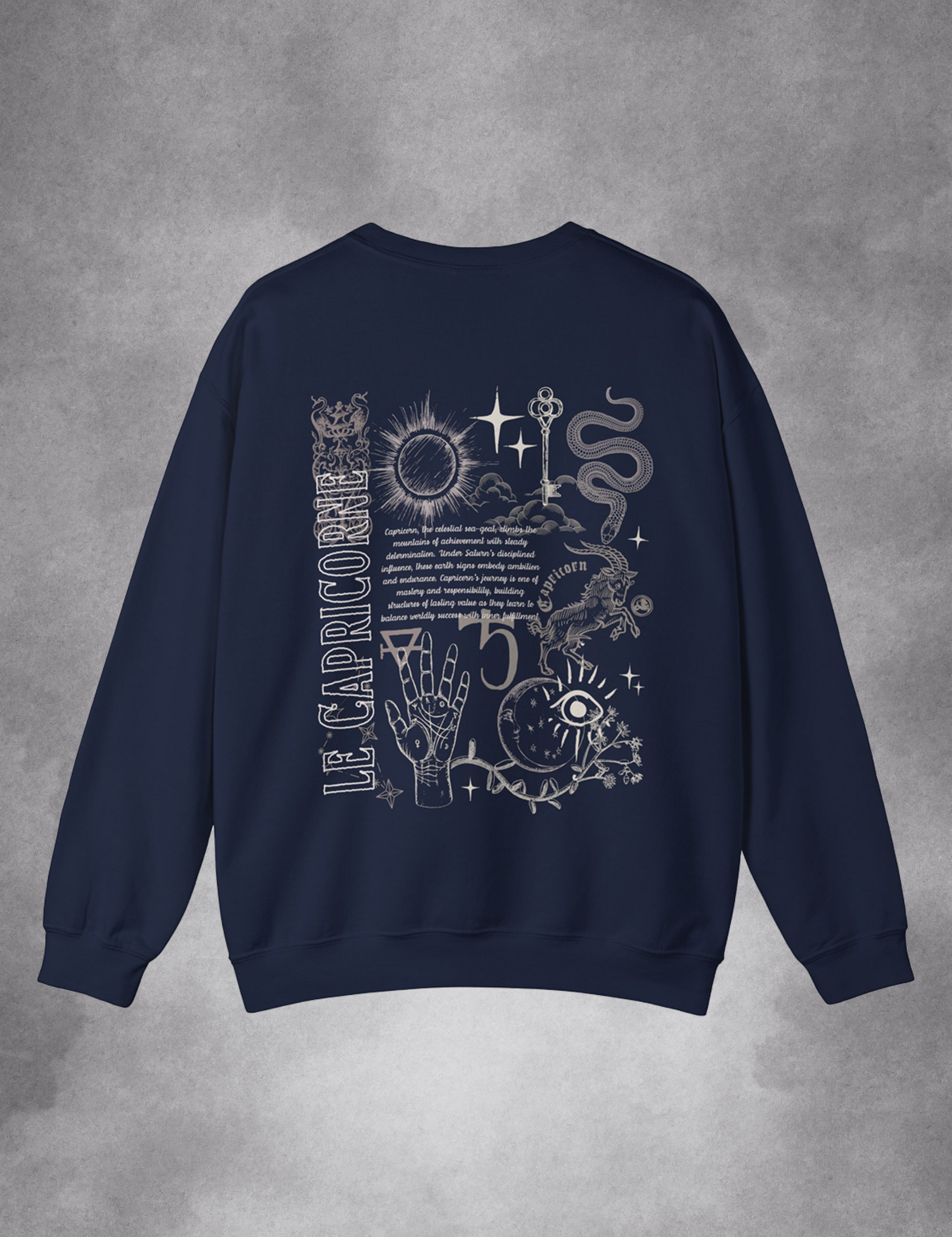 Capricorn Zodiac Sign Esoteric Astrology Occult Plus Size Goth Mystical Navy Blue Sweatshirt