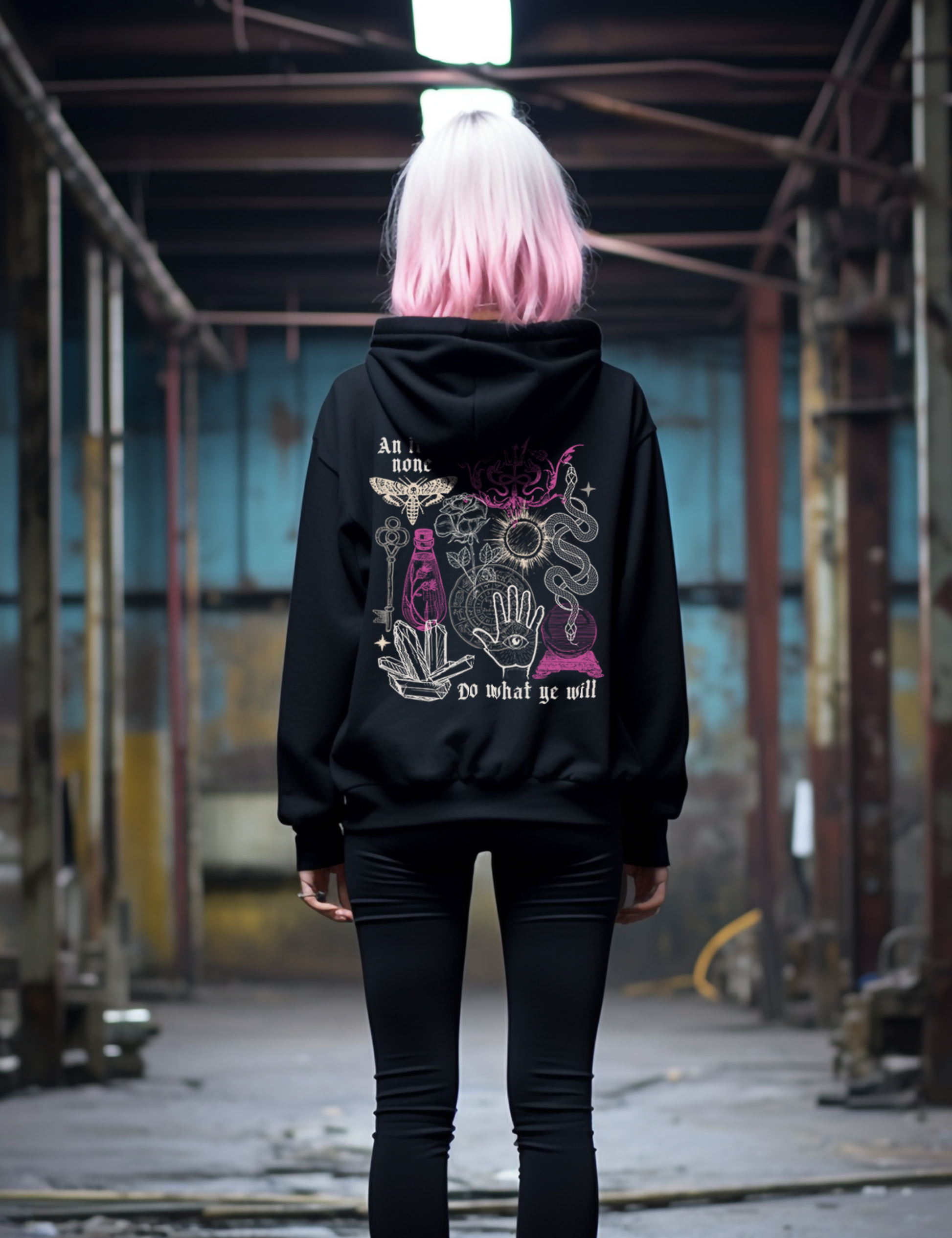 Witchy Goth Moth Crystals Edgy Zip Up Hoodie