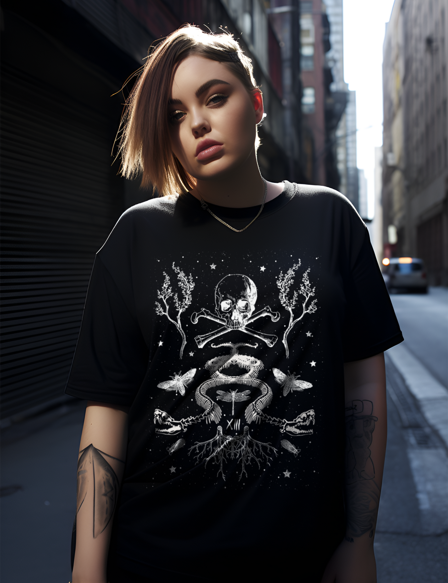Death Tarot Card Plus Size Goth Occult Witchy Snake Shirt