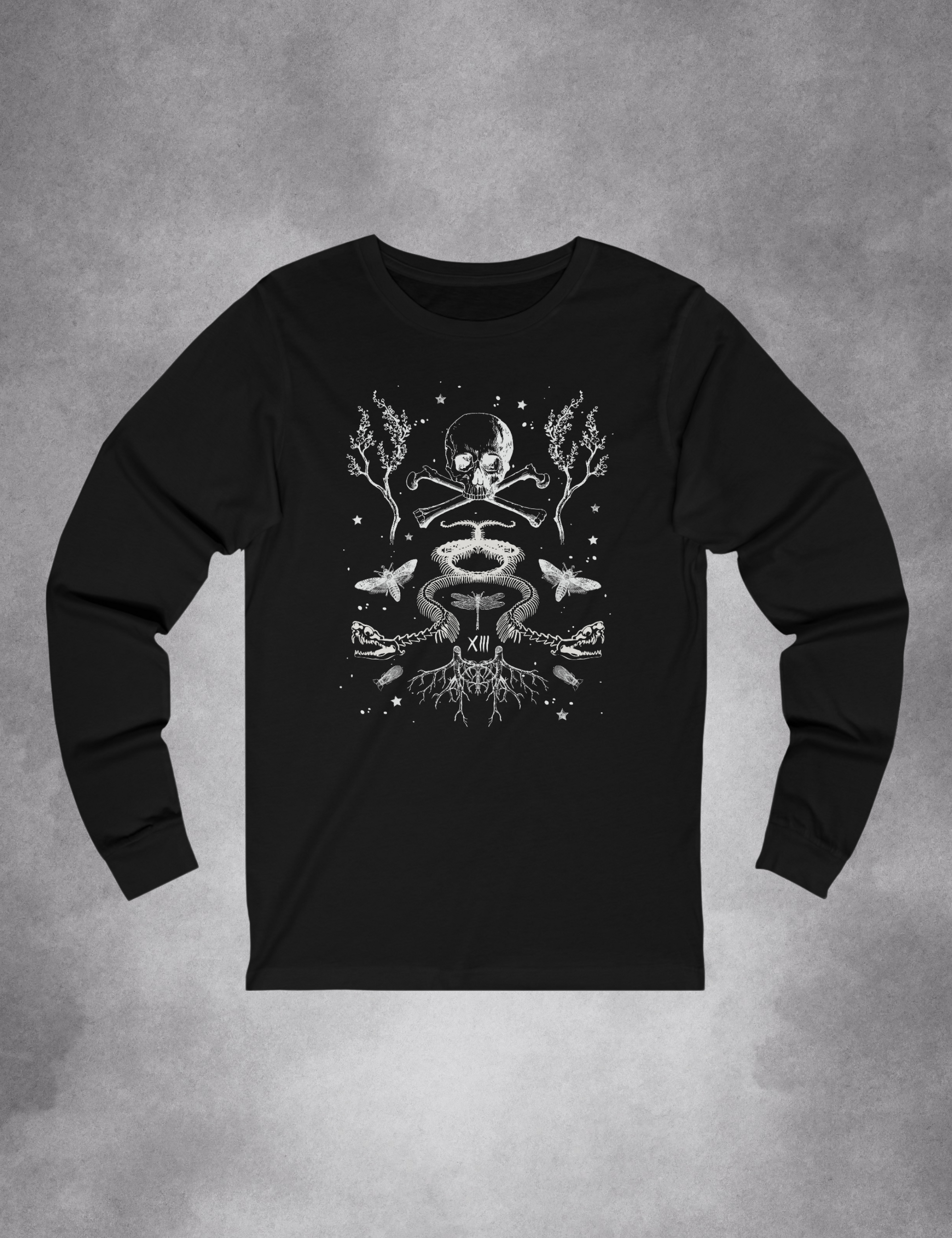 Death Tarot Card Occult Plus Size Goth Skull Snake Long Sleeve Shirt