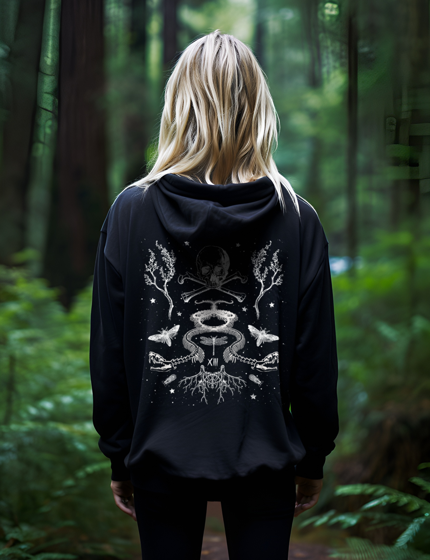 Death Tarot Card Plus Size Goth Witchy Occult Zip Up Hoodie