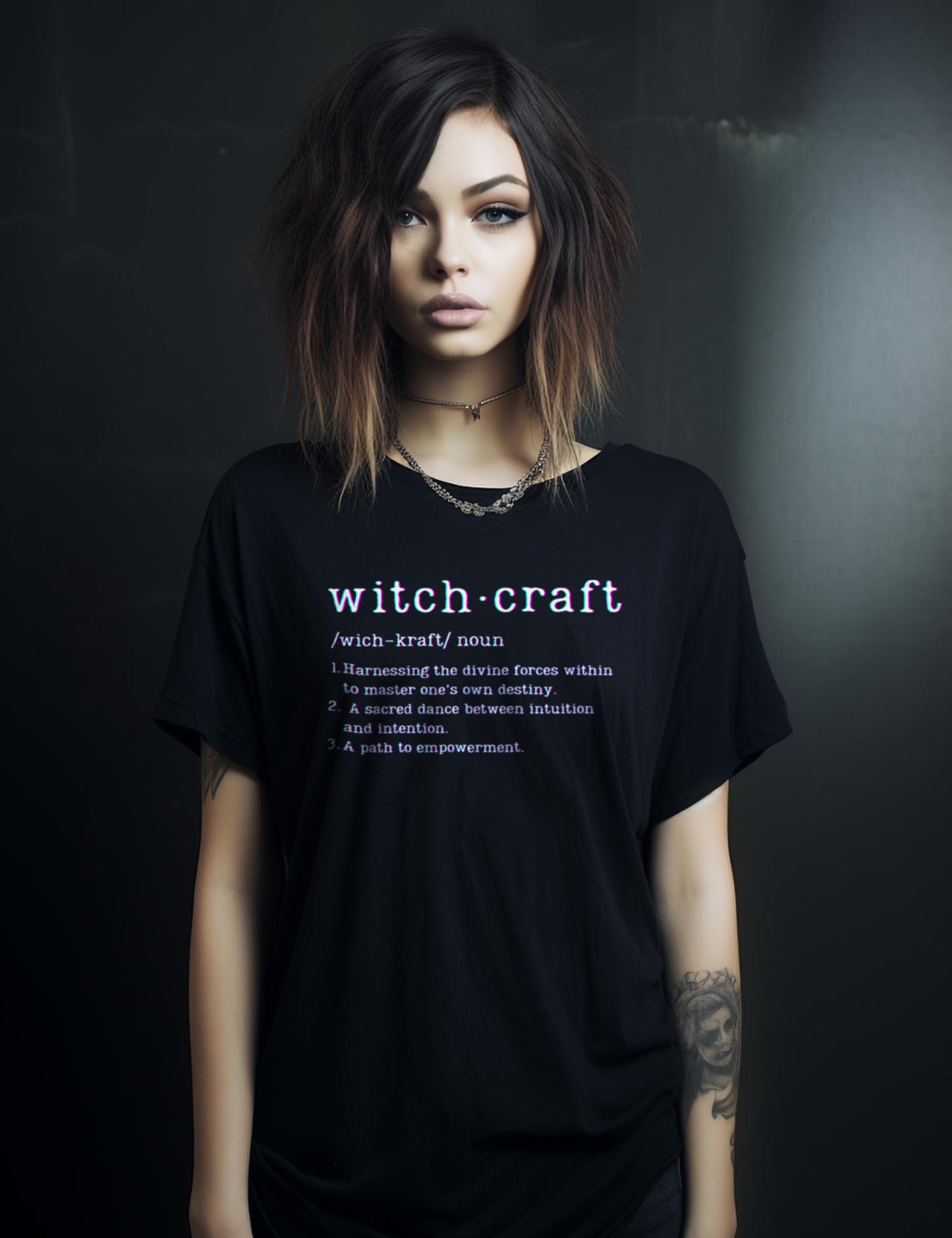 Edgy Glitch Plus Size Goth Witchcraft Definition Shirt