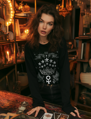 The Empress Tarot Card Whimsigoth Witchy Plus Size Goth Mystical Clothing Long Sleeve Shirt