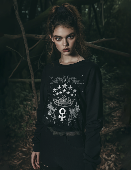 The Empress Tarot Card Whimsigoth Witchy Plus Size Goth Mystical Clothing Long Sleeve Shirt