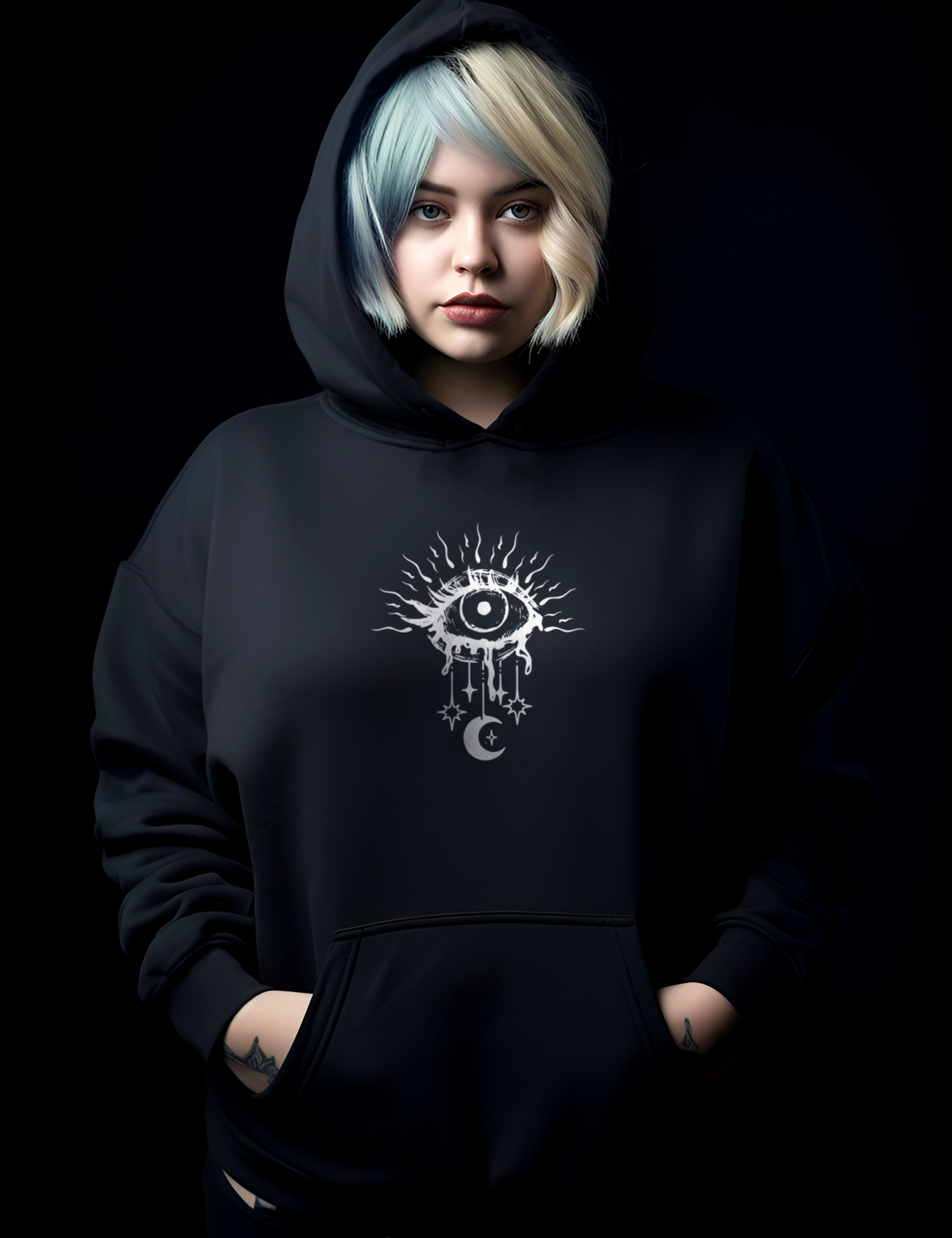 Mystical Evil Eye Witchy Aesthetic Plus Size Hoodie