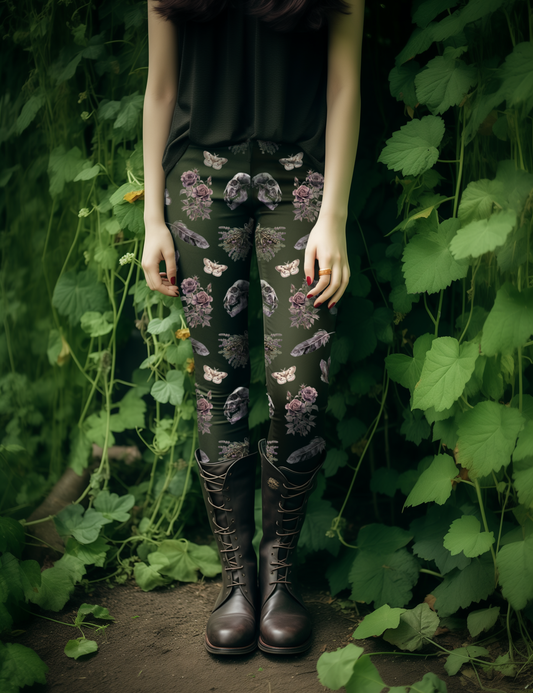 Dark Cottagecore Green Forest Witch Plus Size Leggings