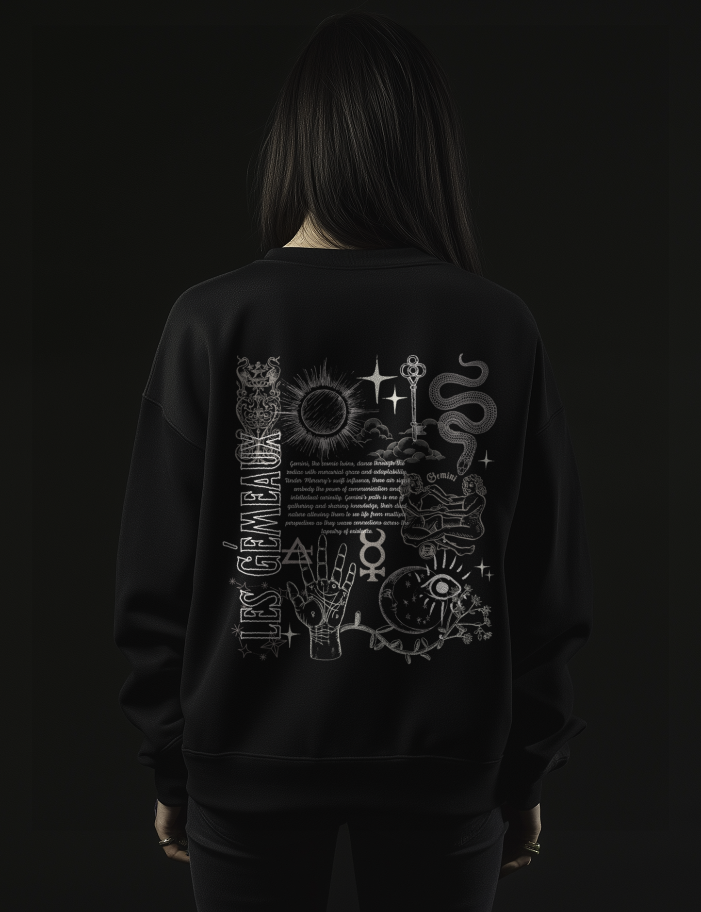 Gemini Zodiac Sign Esoteric Astrology Occult Mystical Plus Size Goth Sweatshirt