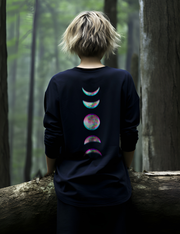 Glitch Moon Phase Edgy Plus Size Goth Witchy Long Sleeve Women's Shirt