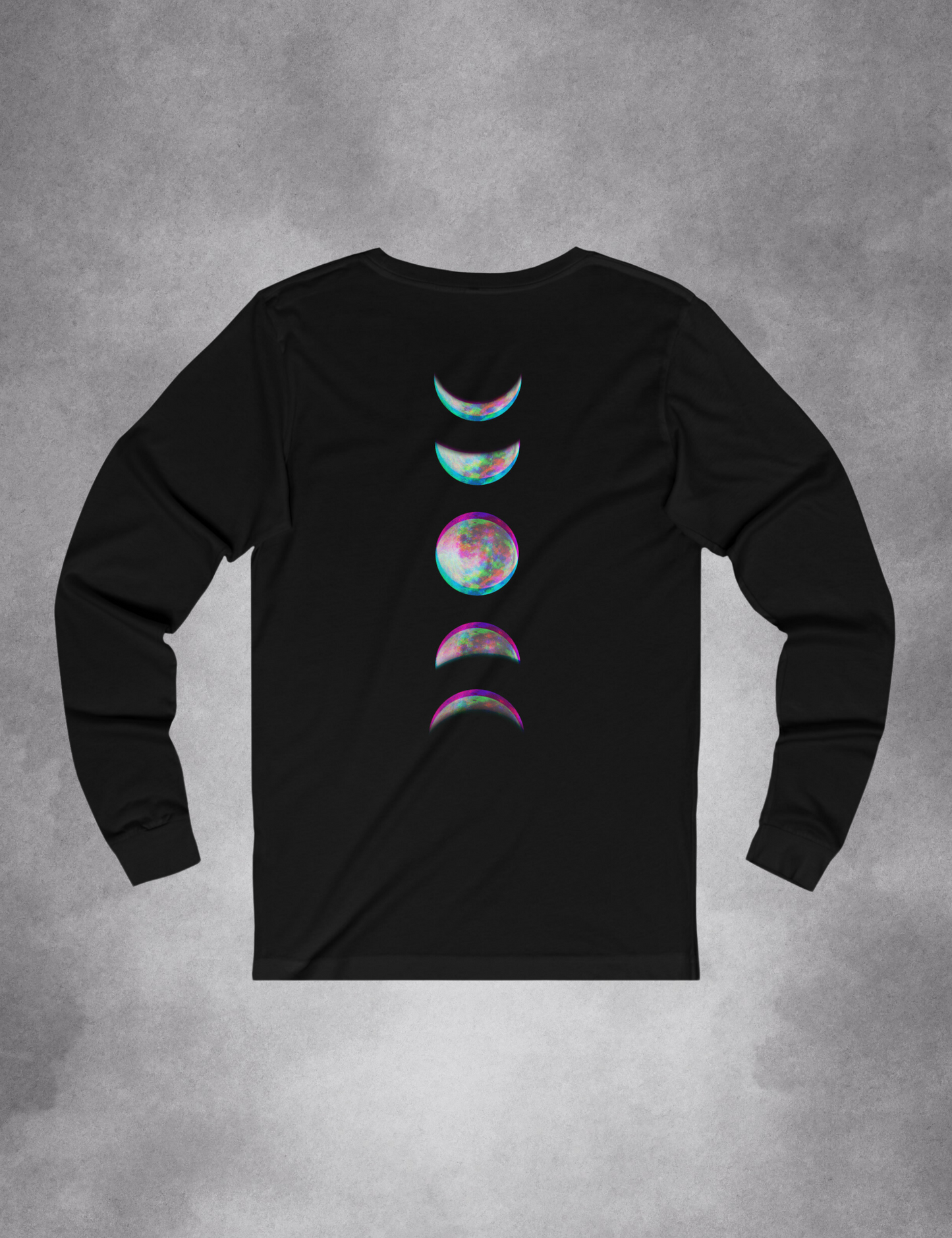Glitch Moon Phase Edgy Plus Size Goth Witchy Long Sleeve Women's Shirt