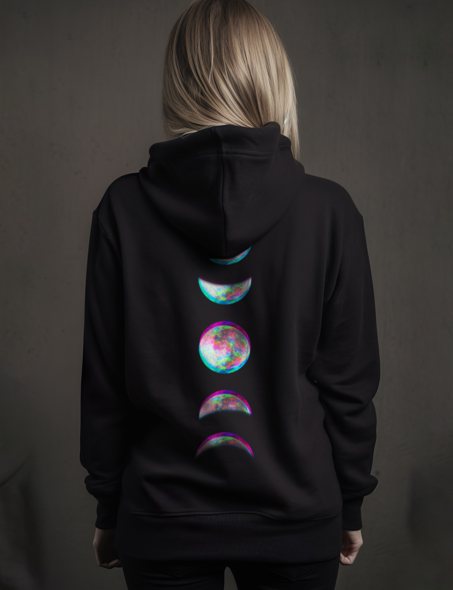 Glitch Moon Phase Witchy Aesthetic Zip Up Hoodie