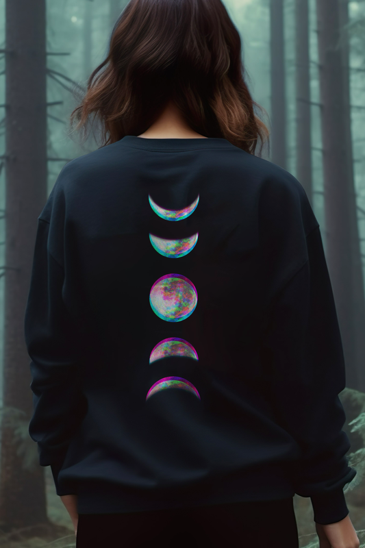 Witchy Aesthetic Glitch Moon Phase Sweatshirt