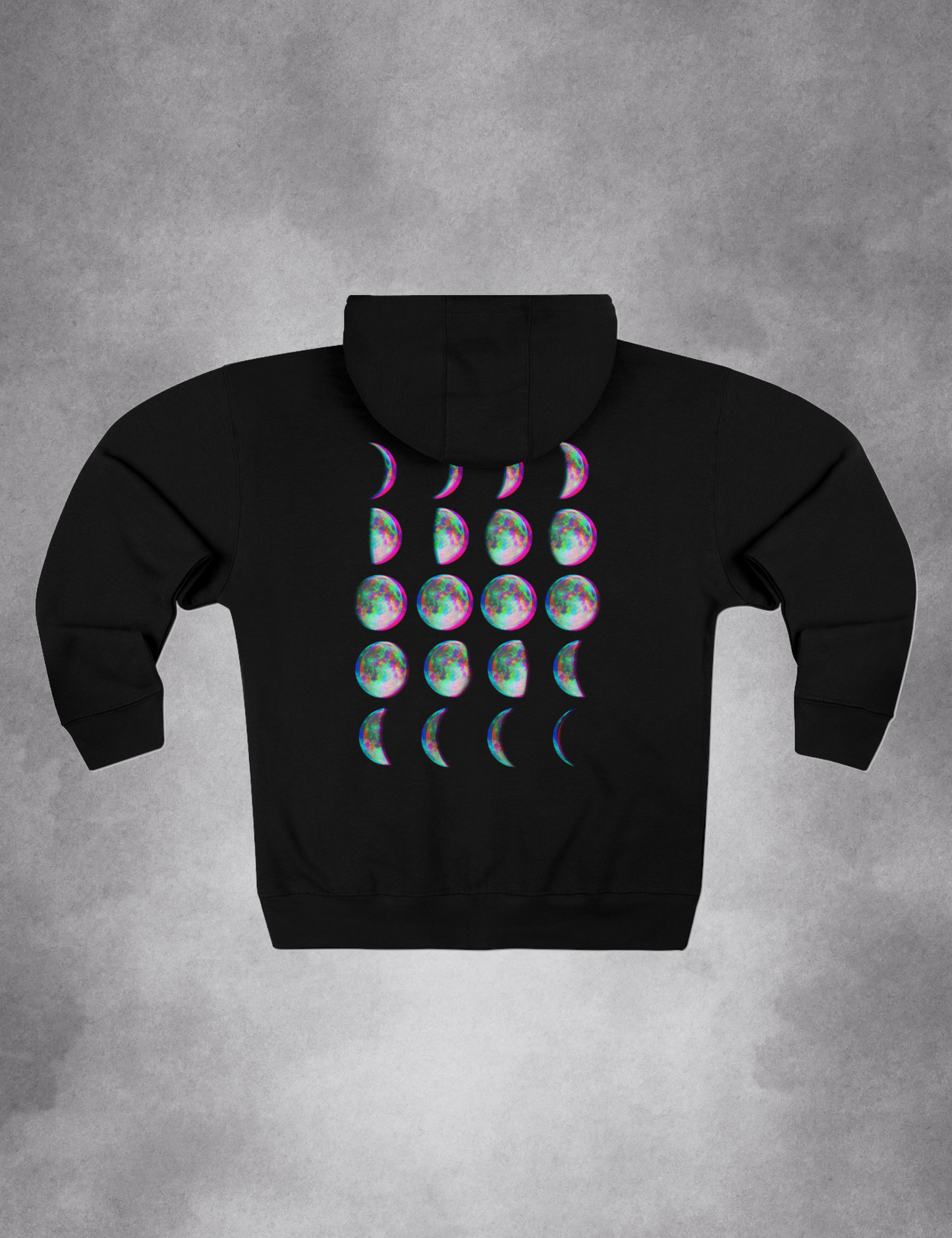 Edgy Goth Witchy Glitch Moon Phase Plus Size Zip Up Hoodie
