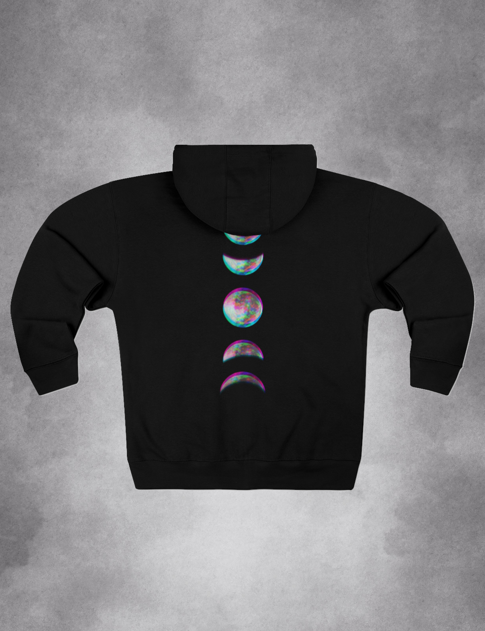 Glitch Moon Phase Zip Up Hoodie