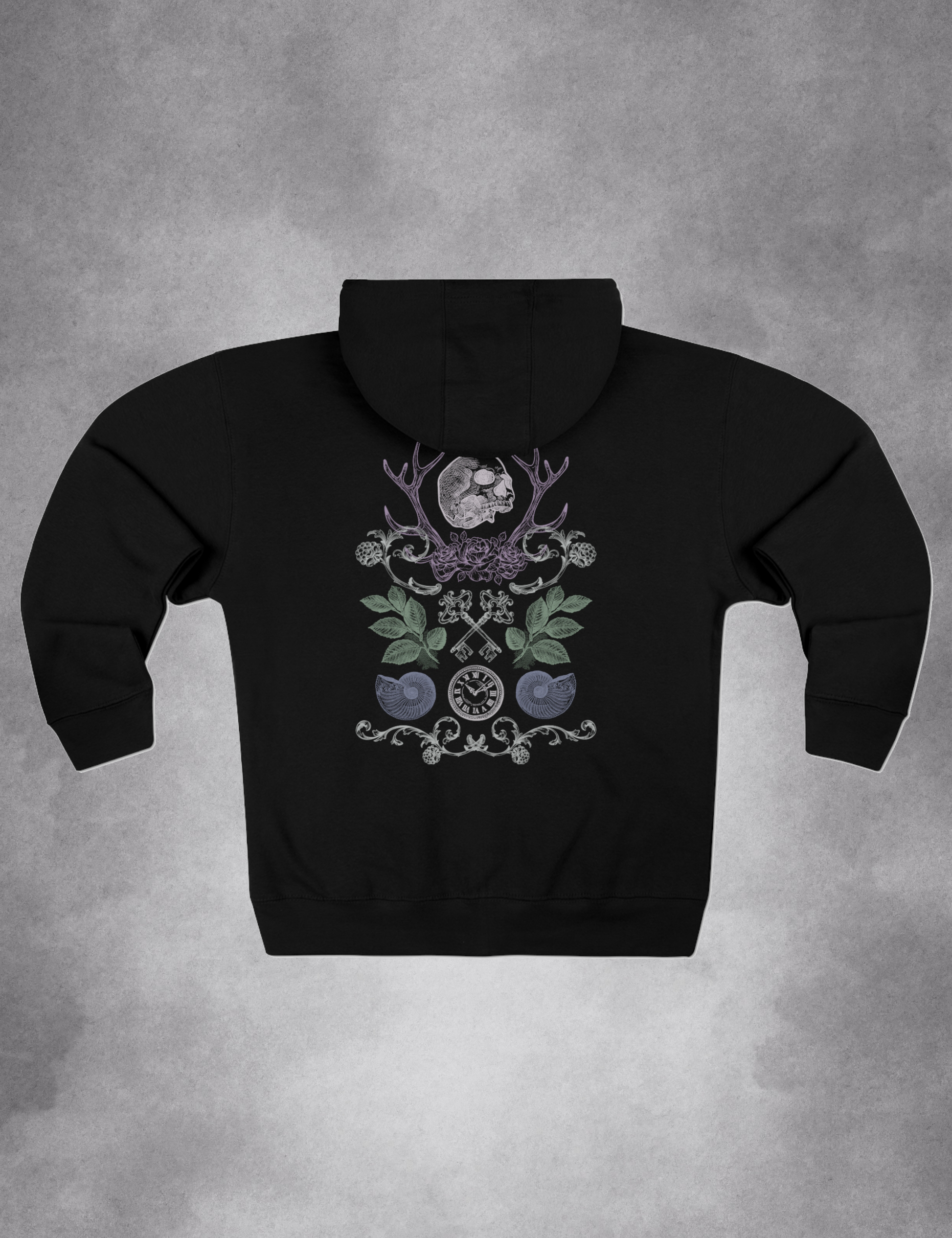 Goth Witchy Aesthetic Dark Nature Collage Zip Up Hoodie