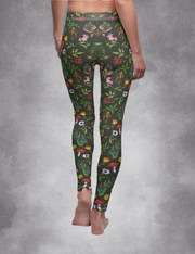 Green Witch Herbology Mushroom Dark Cottagecore Aesthetic Leggings