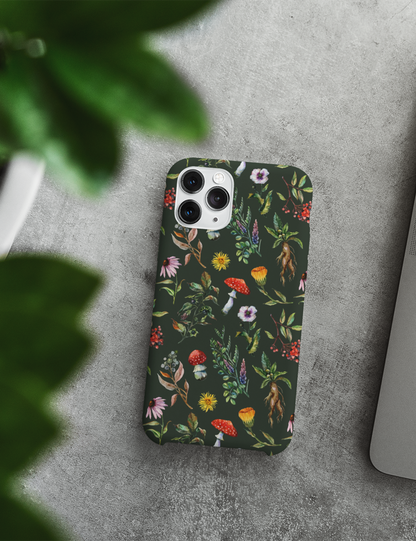 Green Witch Magical Herbs and Mushrooms Aesthetic Phone Case