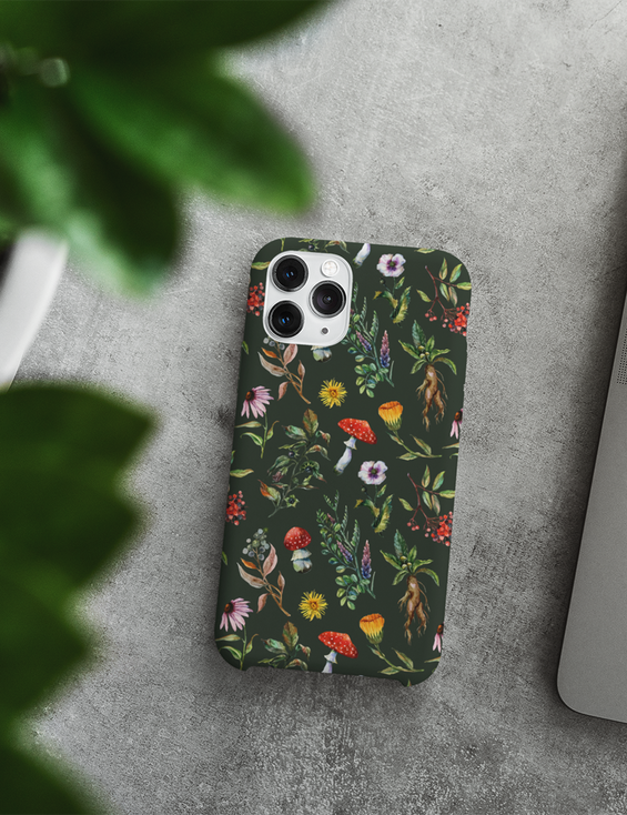 Green Witch Magical Herbs and Mushrooms Aesthetic Phone Case