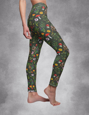 Green Witch Herbology Mushroom Dark Cottagecore Aesthetic Leggings