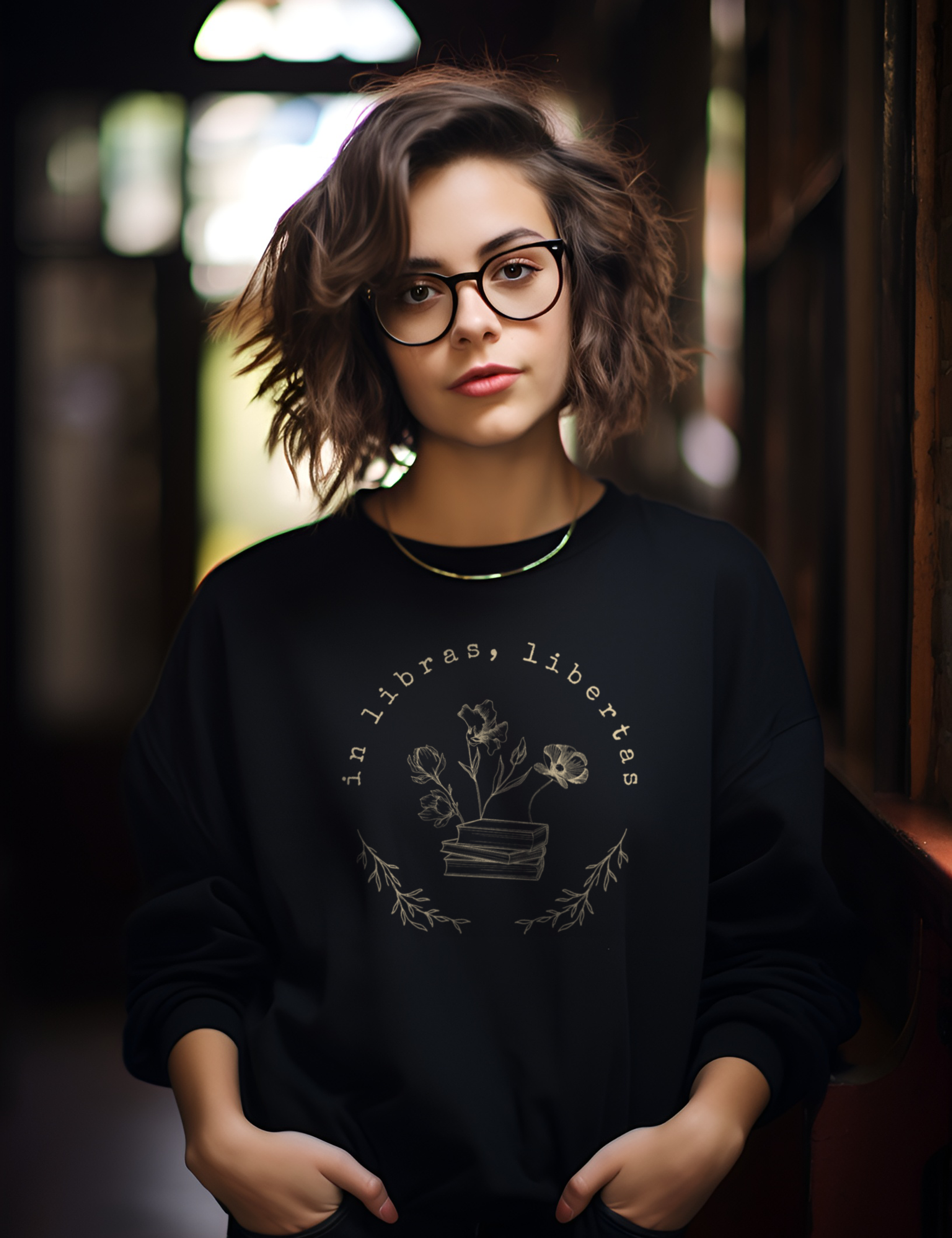 Dark Academia Aesthetic Winter Outfits In Libras Libertas Bookish Sweatshirt