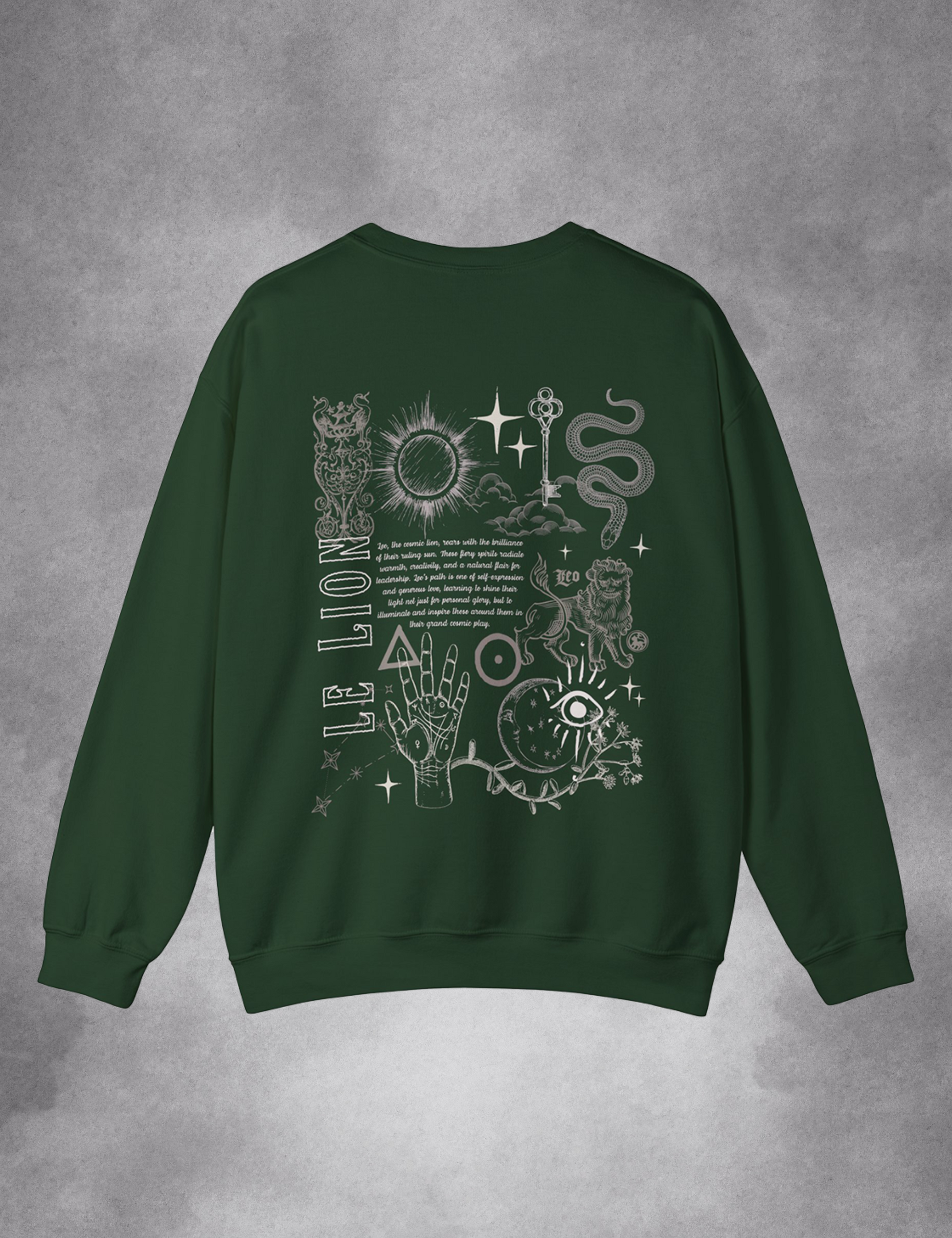 Leo Zodiac Sign Esoteric Astrology Occult Plus Size Goth Mystical Forest Green Sweatshirt