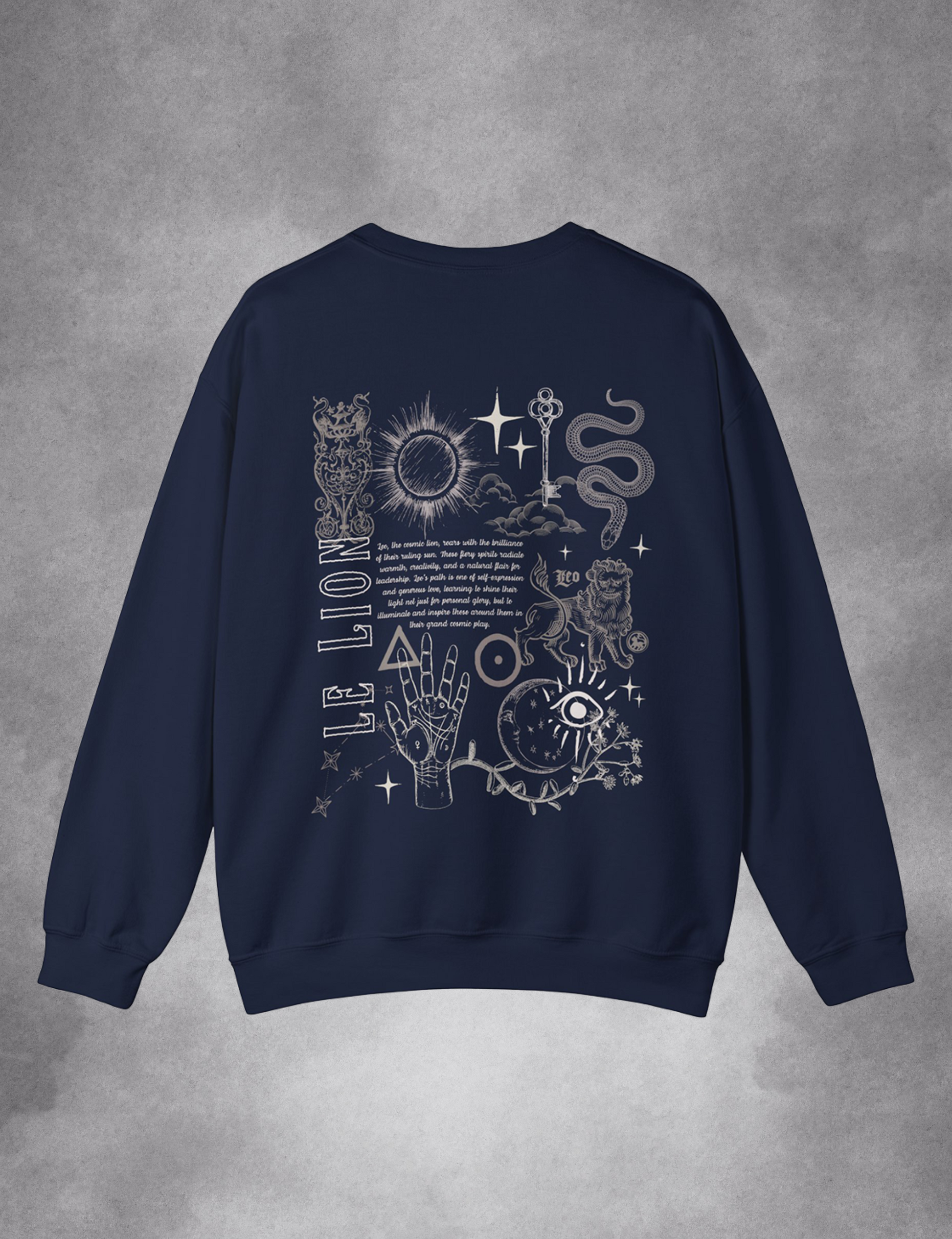 Leo Zodiac Sign Esoteric Astrology Occult Plus Size Goth Mystical Navy Blue Sweatshirt